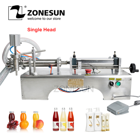 ZONESUN-máquina de llenado de líquido con pistón neumático, champú, agua, vino, leche, jugo, aceite vinagre, detergente, jabón, desinfectante de manos ► Foto 1/6