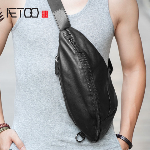 AETOO-Bolso informal de pecho para hombre, bandolera de cuero ► Foto 1/6