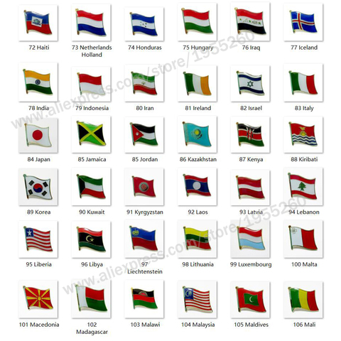 Bandera Nacional, Pin de solapa de Metal Pin bandera insignia todo el mundo Holanda India Iraq Israel, Italia, Japón, Corea, el Líbano Laos Letonia ► Foto 1/6