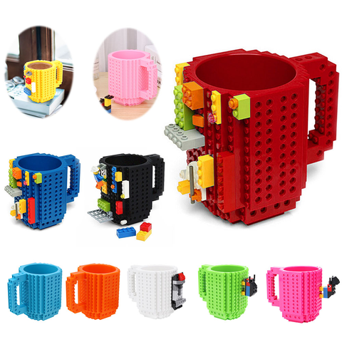 Tazón taza de 350ML para leche café y agua, tipo de ladrillo incorporado, tazón taza s, soporte de agua para LEGO, bloques de construcción, regalo de diseño ► Foto 1/6