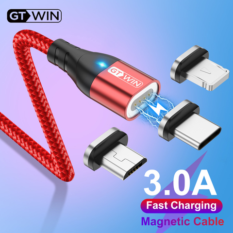 GTWIN-Cable USB magnético 3A para cargador de iPhone, Cable USB tipo C de carga rápida para Xiaomi 10, Samsung, Huawei P40, P30 ► Foto 1/6