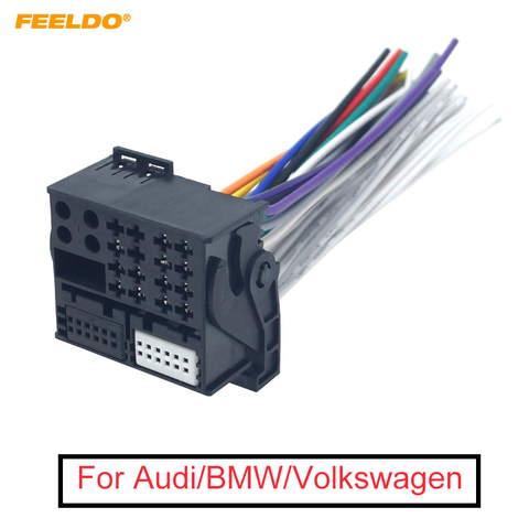 FEELDO instalación de Radio de coche inversa de cable macho enchufes de arnés de cableado con 12Pin AUX enchufe de cable para Audi/BWM/Volkswagen/Mini/Dodge ► Foto 1/5