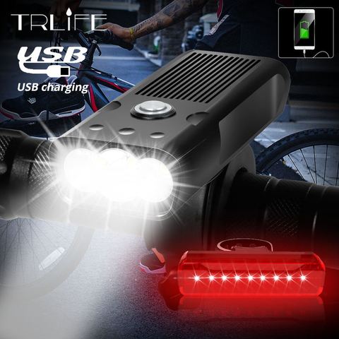 Luz de bicicleta L2/T6 de 8000LM, resistente al agua, recargable vía USB, con batería de 5200mAh integrada, para ciclismo, linterna para manillar ► Foto 1/6