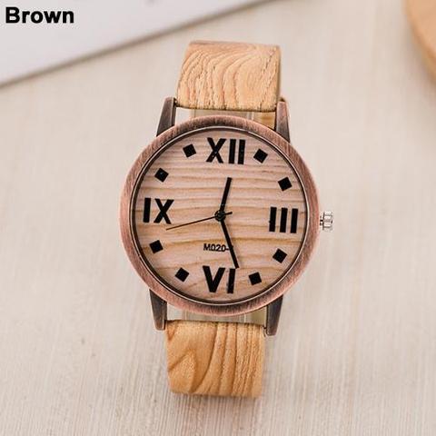 Clásico Unisex patrón de madera Número romano de cuarzo reloj de las mujeres de los hombres de banda de cuero reloj de cuarzo Casual montre homme часы мужские ► Foto 1/6