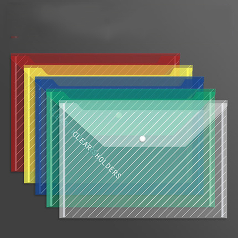 10 sobres de documentos de PP transparentes gruesos a prueba de agua con bolsillos de documentos a presión ► Foto 1/6