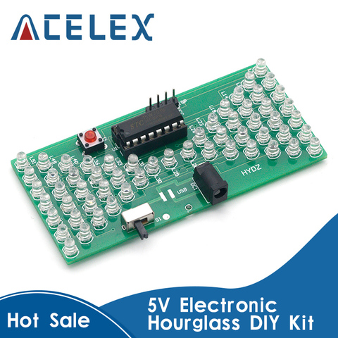 Kit de reloj de arena electrónico de 5V, divertidos Kits de producción eléctrica, preciso, con lámparas LED, placa PCB de doble capa, 84x40mm ► Foto 1/6