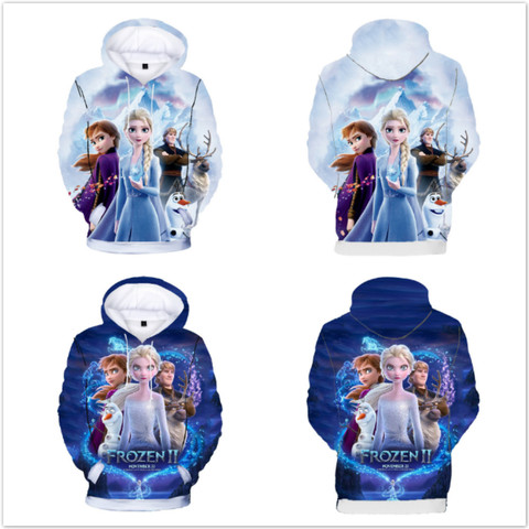Sudaderas con capucha de la princesa Elsa y Anna en 3D de Ice Snow World para niña, sudadera con capucha para niña, camiseta para niña, trajes de Top para niño ► Foto 1/6