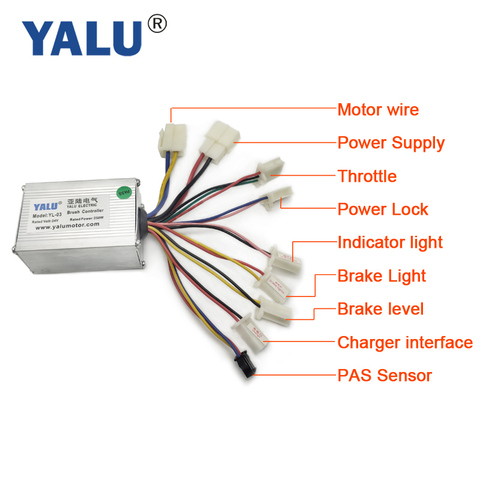 YALU Brush-controlador de Motor DC para bicicleta eléctrica, equipo de conversión de 24V, 250W, con puerto de Sensor PAS ► Foto 1/6