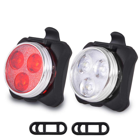 Juego de luces LED recargables para bicicleta, faro delantero para bicicleta, resistente al agua, USB, linterna trasera, envío gratis ► Foto 1/6