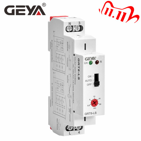 GEYA-interruptor de luz de retardo automático, relé de 16A, relé de Control de luz, temporizador de escalera, AC230V ► Foto 1/6