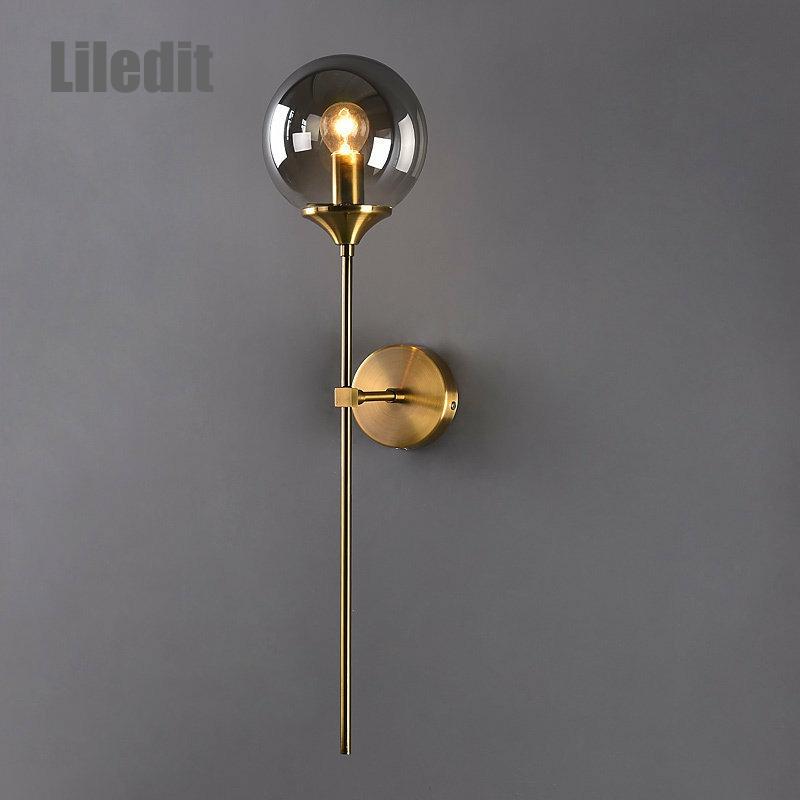 Lámpara Led moderna de bola de cristal, accesorio de pared nórdico dorado, candelabro de Metal para decoración del hogar, sala de estar y pasillo ► Foto 1/5