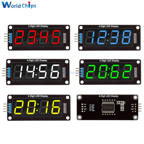 Módulo de reloj Digital de tubo, pantalla LED TM1637 para Arduino, 0,56 pulgadas, 4 dígitos, 7 segmentos, puntos dobles, azul, amarillo, blanco, verde, rojo ► Foto 1/6