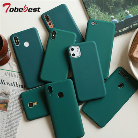 Verde oscuro mate funda de teléfono para Xiaomi Mi 9 8 SE MI 8 Lite CC9E A1 A2 A3 Lite 5X 6X mezclar 2 2S MAX 3 F1 funda de móvil suave de TPU ► Foto 1/6