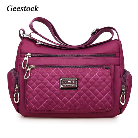 Geestock-Bolso cruzado de nailon impermeable para mujer, bolsas de mensajero de hombro a cuadros, informal, con asa superior, bolso de viaje ► Foto 1/6