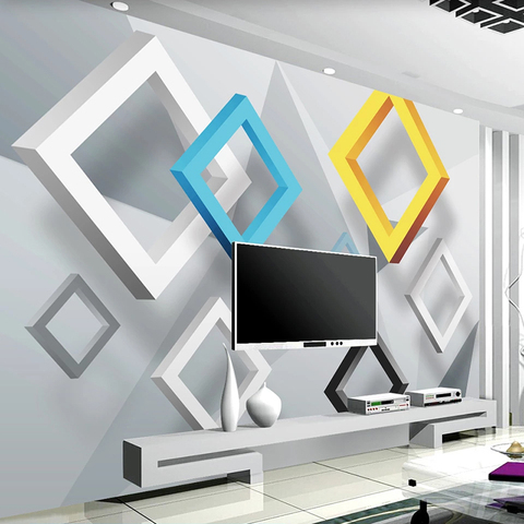 Papel tapiz con foto personalizada para decoración del hogar, Mural con diseño geométrico abstracto 3D para pared, sala de estar, sofá, TV, Mural ► Foto 1/6