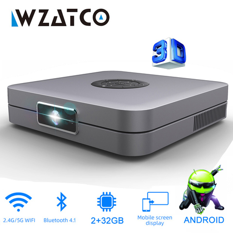 WZATCO D1 DLP 3D proyector de 300 pulgadas de cine en casa de apoyo Full HD 1920x1080P 32GB Android 5G WIFI AC3 proyector de vídeo MINI proyector ► Foto 1/6