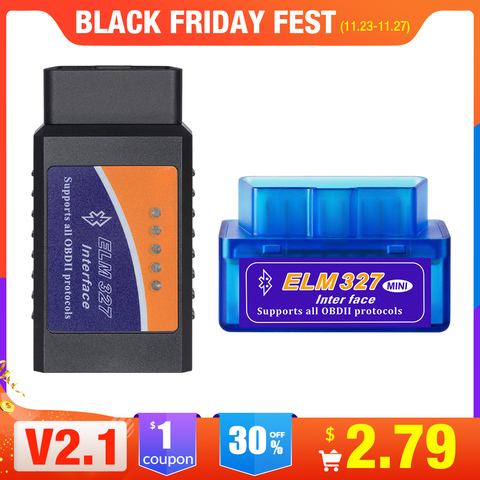 OBD 2 Super Mini ELM327 Elm-327 Bluetooth OBD2 V2.1 lector de código Auto escáner elm 327 Tester adaptador herramienta de diagnóstico para Android ► Foto 1/6