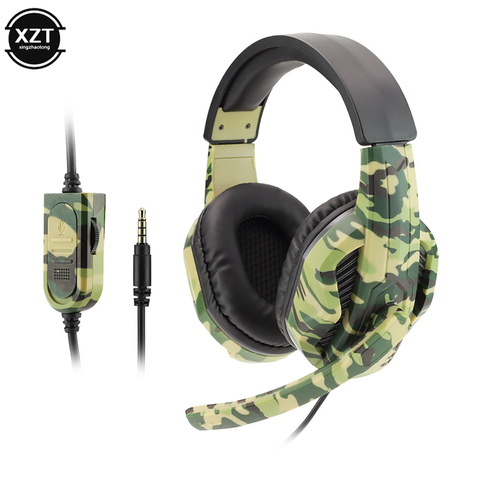 Camuflaje juego de auriculares de 3,5mm AUX Jack de auriculares con cable jugador genial juego de auriculares con micrófono para PS4 Xbox uno del teléfono de la PC ► Foto 1/6