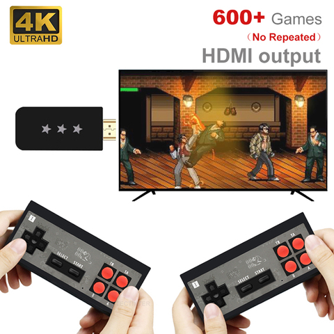 Consola de videojuegos USB inalámbrica, miniconsola de TV portátil con 620 juegos clásicos de 8 bits, mando Dual, salida Compatible con HDMI ► Foto 1/6