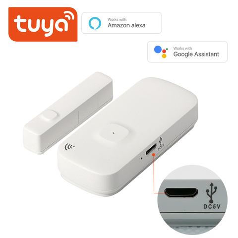 Tuya-sensor de puerta con puerto de recarga de batería, detector de ventana magnética inalámbrico, interruptor magnético, alarma abierta, smart life, AlexaGoogle ► Foto 1/1