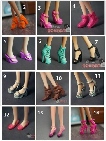 10 par/lote Original zapatos para muñeca Barbie 1/6 bjd accesorios lalki princesa zapatos pullip metoo sandalias zapatos de tacones bay juguete ► Foto 1/6
