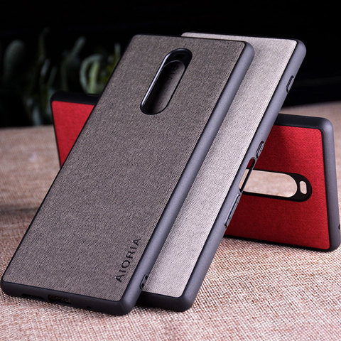 Caso para Sony Xperia 1 coque de textiles de cuero skin de TPU blando dura del teléfono de la PC de la cubierta para sony Xperia caso funda capa ► Foto 1/6