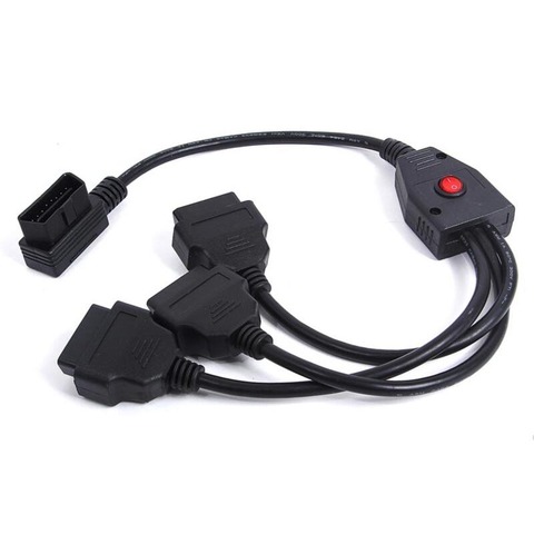 Cable divisor de 1 a 3, Cable de extensión macho a hembra Triple, conector con interruptor para múltiples OBD2 327, cabeza L, 16 pines OBD ► Foto 1/6