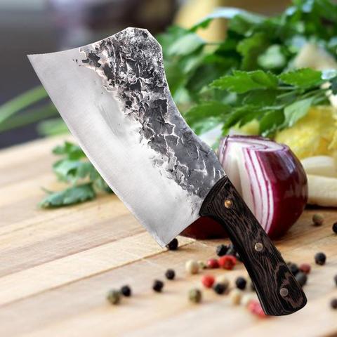 Cuchillo de cocina hecho a mano de acero forjado, cuchillo de carnicero chino, cortador de verduras, herramienta de corte de cocina ► Foto 1/6