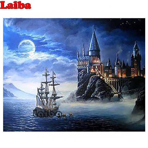 Pintura de paisaje de Castillo de Harry Potter para niños, pintura de diamante 5D artesanal, punto de cruz, mosaico de Bordado hecho a mano, diamante cuadrado completo, taladro redondo, arte ► Foto 1/6