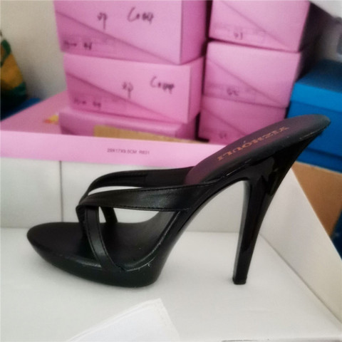 Chanclas de princesa de tacón alto de 13 cm Sexy, sandalias de plataforma de moda, zapatillas de baile de poste de PU para discoteca ► Foto 1/2