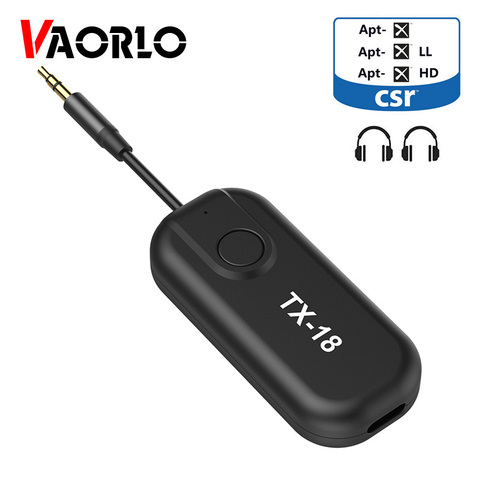 VAORLO-receptor y transmisor Bluetooth CSR8670 5,0, 2 en 1, 3,5 MM, AUX, APTX, APTXLL, HD, adaptador inalámbrico de baja latencia para auriculares y TV ► Foto 1/6