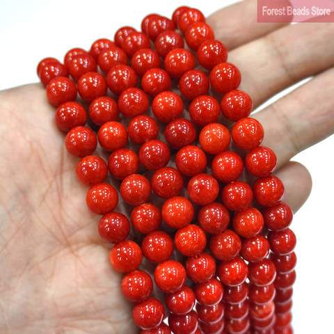 Cuentas de piedra redonda Natural de Calcedonia de jaspe rojo liso cuentas espaciadoras sueltas para fabricación de joyería DIY pulsera de 15 