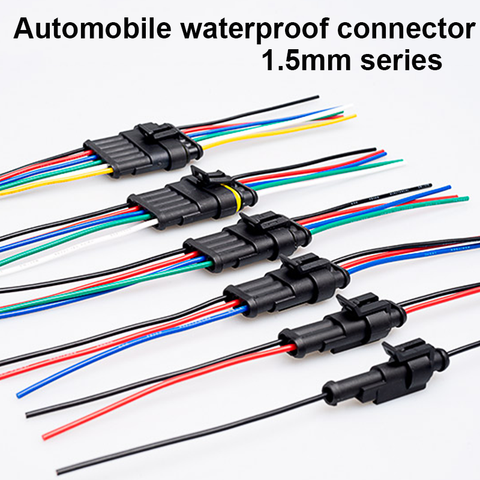 Conector eléctrico impermeable para coche y motocicleta, 1 Juego de 1P, 2P, 3P, 4P, 5P, 6P, 1,5mm, conector macho y hembra con arnés de Cable para coche y motocicleta ► Foto 1/6