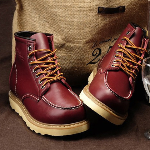 2022New hombres botas tipo Martins hombre botines casuales de cuero genuino de gran tamaño Otoño e Invierno hombre de abrigo Bullock tobillo botas Martin botas ► Foto 1/6