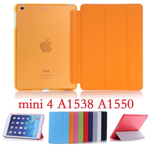 7,9 ''Slim folio Stand Coque carcasa para iPad mini 4 Smart A1538 A1550 PVC inteligente para automóbil-dormir funda para iPad mini 4 7,9