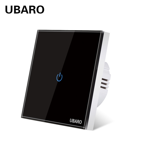 UBARO-Interruptor táctil AC100-240 europeo, panel LED de alimentación de pared de cristal templado en blanco y negro, 1/2/3 entradas ► Foto 1/6