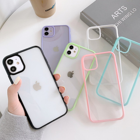 Funda de teléfono a prueba de golpes para iPhone, protector acrílico suave y transparente para iPhone 12 11 Pro XR X XS Max 8 7 6 6S Plus SE 2022 ► Foto 1/6