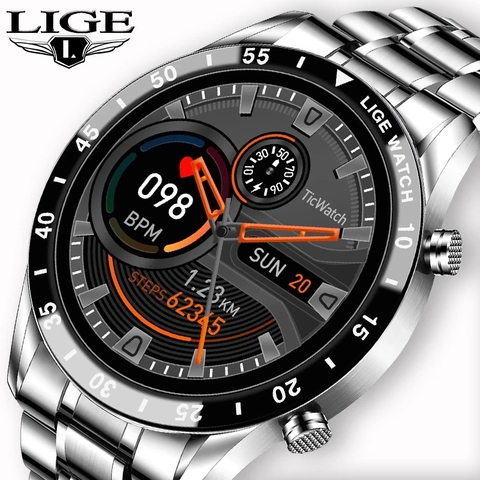 LIGE-reloj inteligente multifuncional para hombre, accesorio de pulsera resistente al agua con Bluetooth, llamadas, control del ritmo cardíaco y de la presión sanguínea ► Foto 1/6