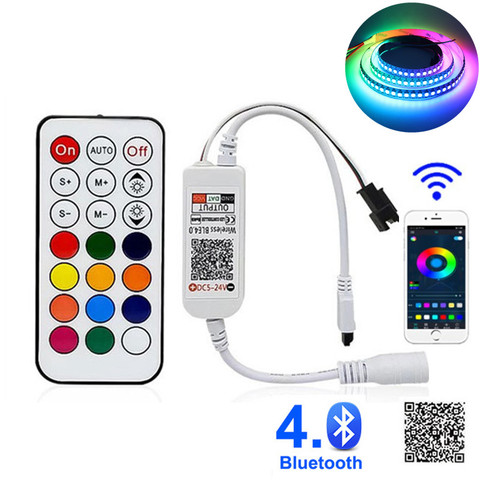 Controlador inteligente WS2811 WS2812B con Bluetooth, Control remoto de 21 teclas, IR inalámbrico, 3 pines, SM JST, aplicación para DC5-24V de tira Led direccionable ► Foto 1/6