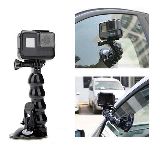 Taza de la succión del montaje del coche para GoPro héroe 8 7 6 5 4 3 + Xiaomi Yi ir pro cámaras SJcam SJ4000 SJ5000 AKASO EKEN con anclaje de seguridad ► Foto 1/6