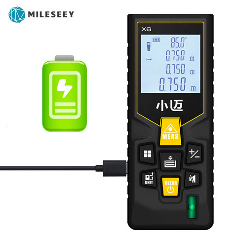 Mileseey Mini telémetro Digital medidor de distancia láser cinta métrica diastímetro herramienta 100 M/80 M/60 M -telémetro láser de 40 M ► Foto 1/6