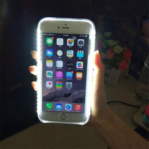 Carcasa para iPhone 7 8 Plus con luz de Selfie Flash, funda para móvil con luz de relleno para iPhone 11X6 6S 5S Plus 8, fundas ► Foto 1/6