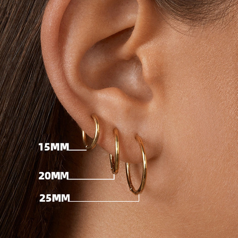 Pendientes de aro de acero inoxidable para mujer, joyería minimalista, chapado en oro de 14k, aros pequeños, medianos y grandes, novedad de 2022 ► Foto 1/6