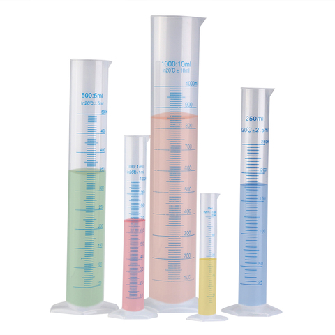 Tubo de prueba de plástico para laboratorio, herramienta de medición transparente, cilindro de plástico, 10ml / 25ml / 50ml/100ml, 4 Uds. ► Foto 1/6