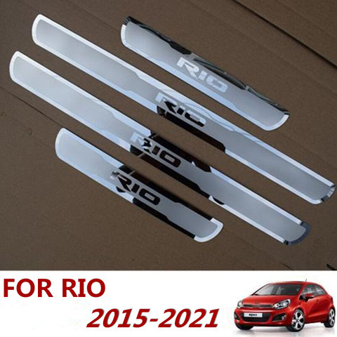 Accesorios de estilo de coche para KIA RIO, embellecedor de placa de acero inoxidable, embellecedor de desgaste de puerta, x-line Umbral de puerta, EU RIO 2015-2022 ► Foto 1/5