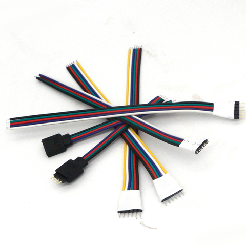 4 pin/5 Pin/6 Pin LED Cable conector macho hembra Cable adaptador para 5050 3528 SMD RGB RGBW RGB + CCT led tira de luz 5 paquete ► Foto 1/6