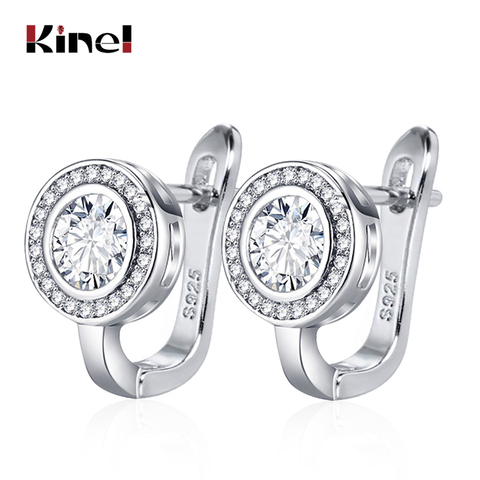 Kinel de moda blanco redondo pendientes de circonita cúbica para las mujeres oro Color CZ pendientes personalidad regalos de joyería para boda ► Foto 1/6