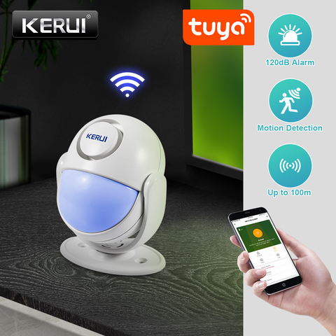 KERUI Tuya inteligente de seguridad sistema de alarma WIFI funciona con Alexa 120dB Detector PIR puerta/ventana Sensor inalámbrico App ladrón ► Foto 1/6