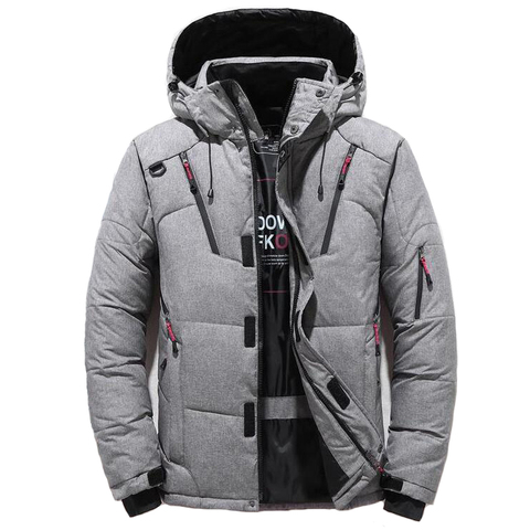 Chaquetas de plumón de pato para hombre, prendas de vestir, rompevientos blanco con capucha, Parka térmica gruesa de nieve a la moda, 4XL ► Foto 1/6