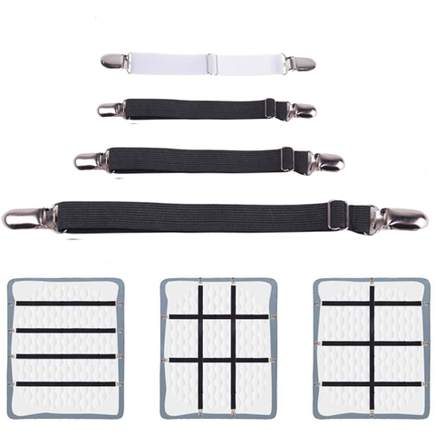 4 unids/set de sujetadores elásticos para sábanas, sujetadores para sábanas, sujetadores para sábanas, cinturón ajustable para fundas de colchón, soporte para mantas ► Foto 1/6